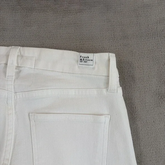 Frank & Eileen Raw Hem Stretch 5 Pocket Pants in White Women 27 Zip Fly $298